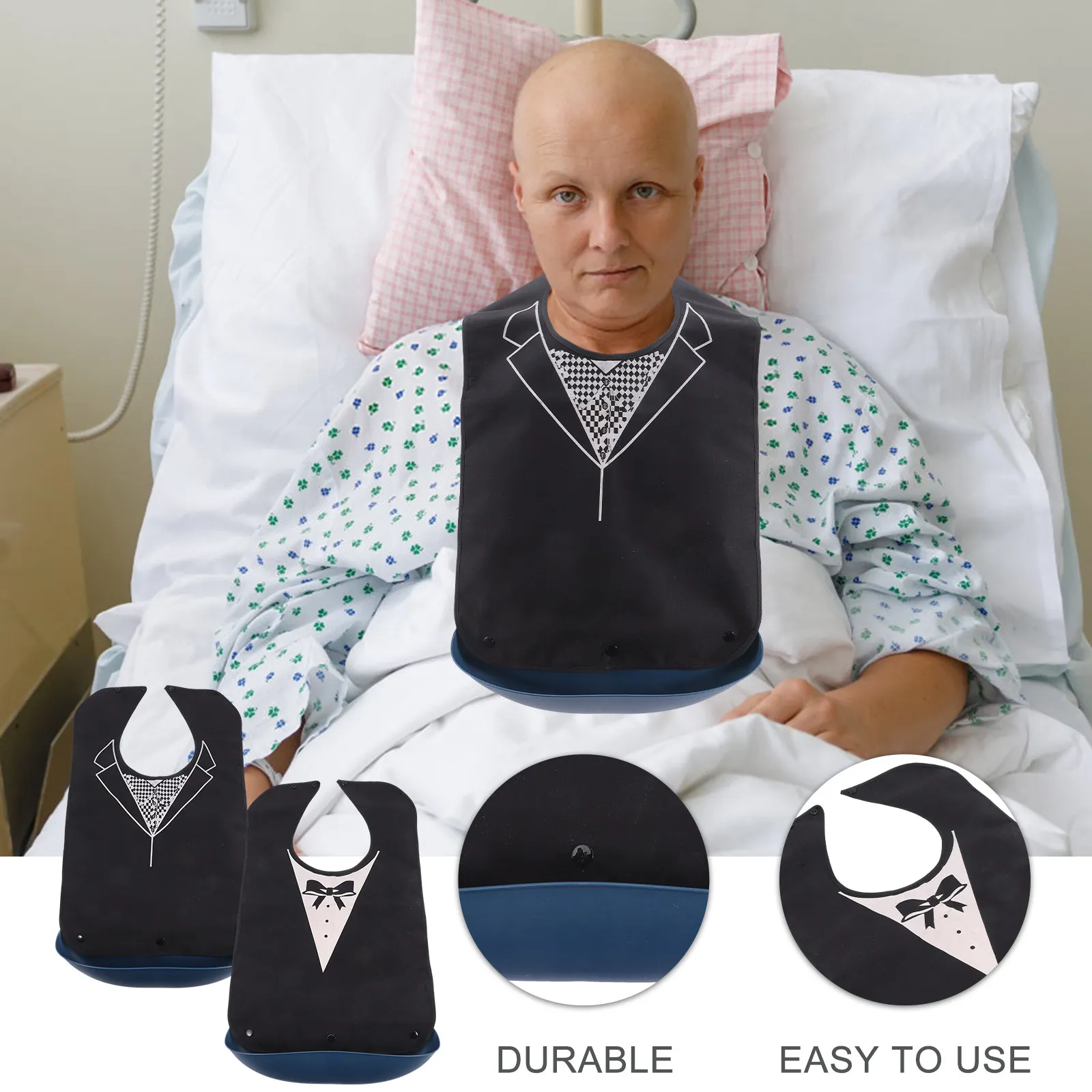 

2Pcs Washable Waterproof Adult Bibs Reusable Dinner Bibs Protective Clothing Covers Household Elderly Eating Accessories