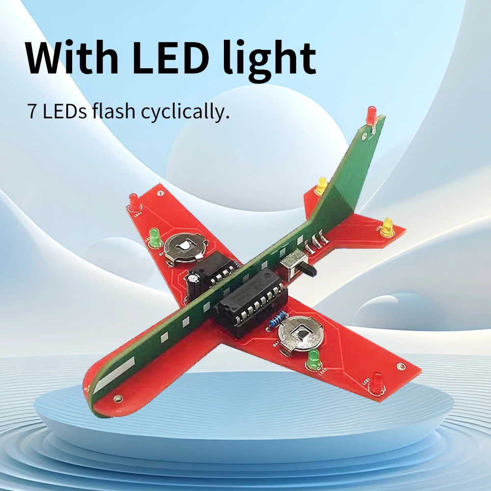 Small Aircraft Flash Circuit Flowing Light Kit with LED Lights NE555+CD4017 Fun Electronic Production DIY Welding Practice Parts