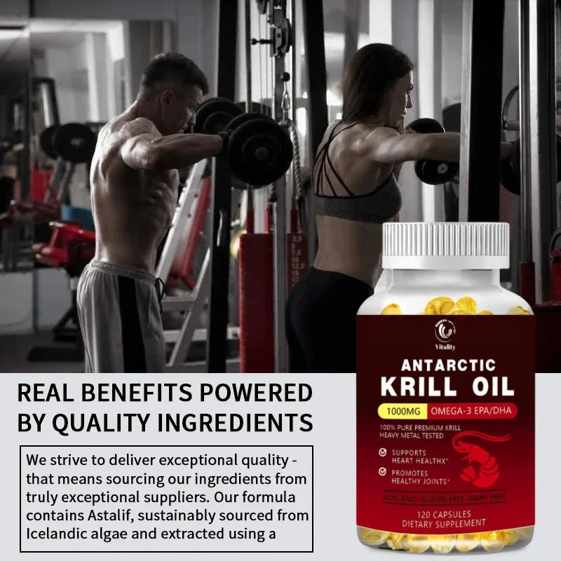 Vitality Krill Oil Capsule 1000 mg with Astaxanthin Sustainable Dietary Supplement Omega 3 - 60/120 Capsules