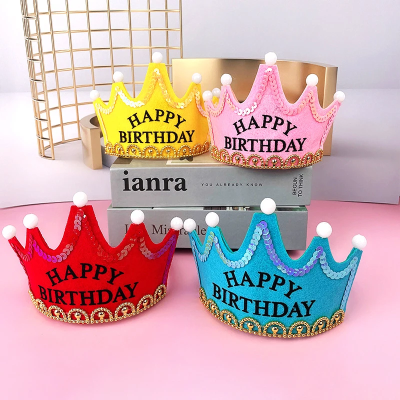 Happy Birthday Glowing Hat For Girls Boys Children\'s Birthday Party Decoration Cute Princess Crown Headband Party Supplies