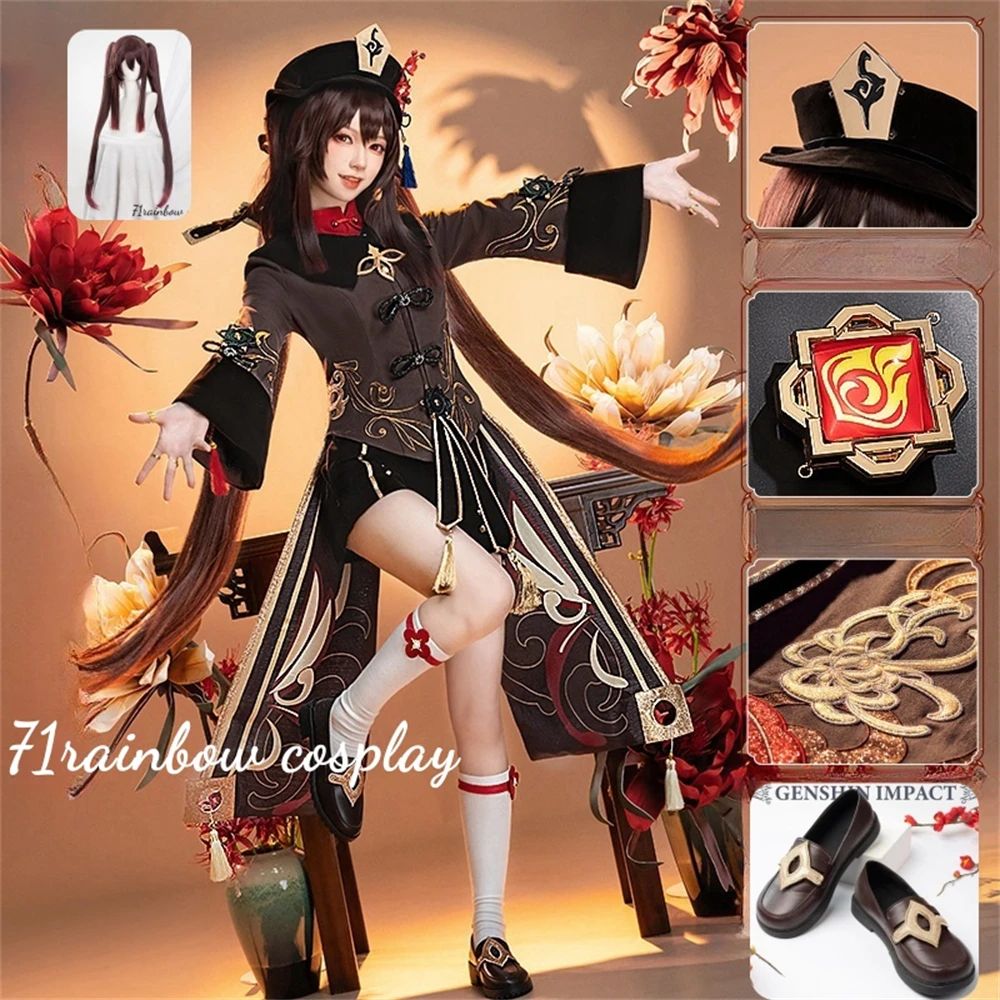 Hu Tao Cosplay Game Genshin Impact Hutao Cosplay Costume Woman Sexy Outfits Genshin Impact Cosplay Sets Wig Shoes Costumes