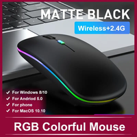 Wireless Mouse Bluetooth and 2.4GHz Dual Modes Rechargeable RGB Ergonomic Silent Click for PC iPad Laptop Cell Phone TV