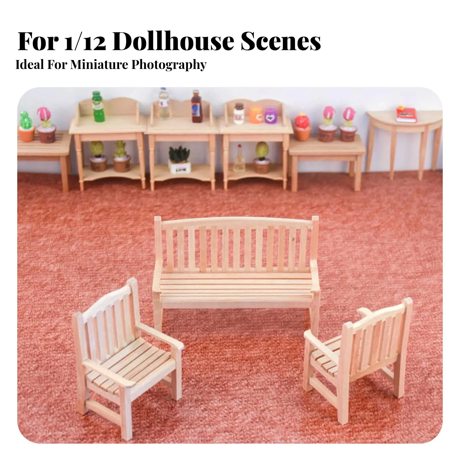 

1:12 Scale Wooden Bench Photography Prop Miniature Wooden Bench 1:12 Scale Furniture DIY Paintable for Dioramas, Craft Projects