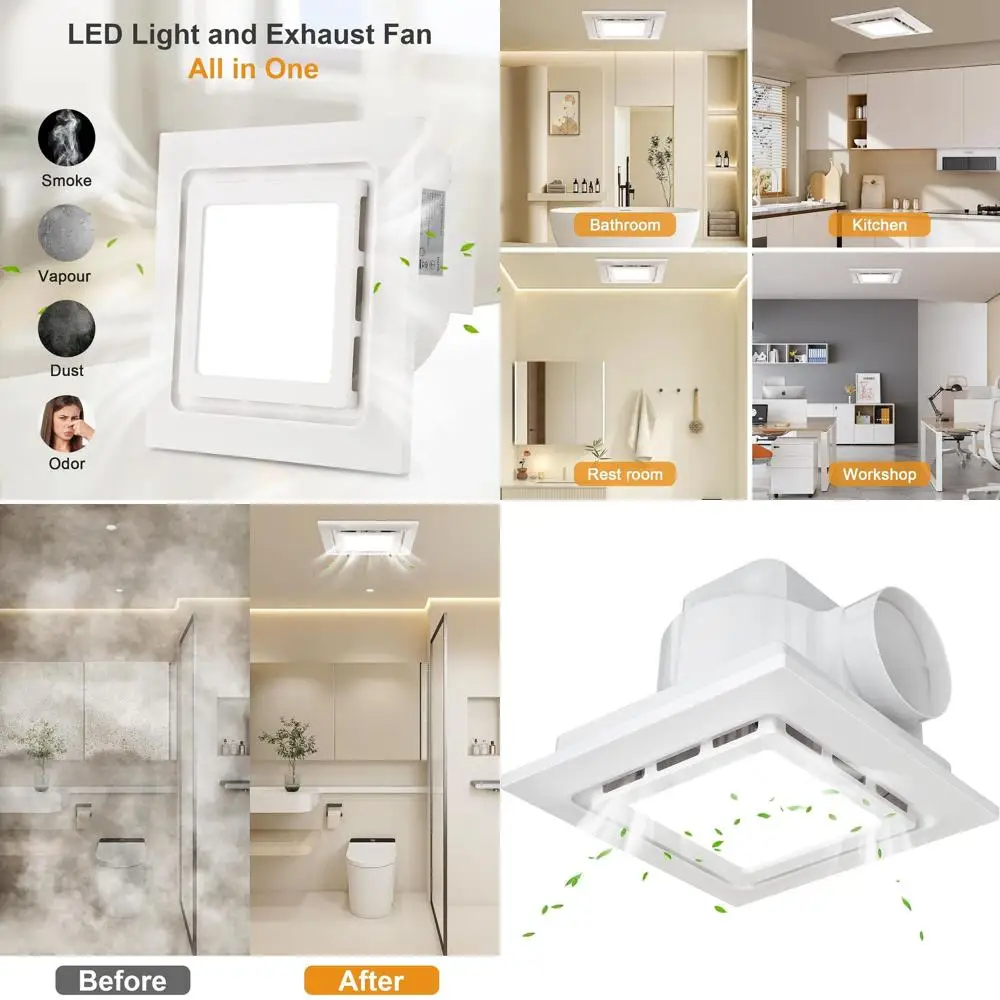 

Ultra Quiet 1.0 Sone 145CM Bathroom Exhaust Fan with Light, 12 Panel, 11x11 Mount