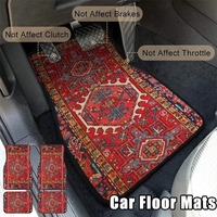 4PCS Car Floor Mats Bohemian Pattern European Ethnic Auto Rubber Carpet Universal Interior Accessories for Front and Rear Seats