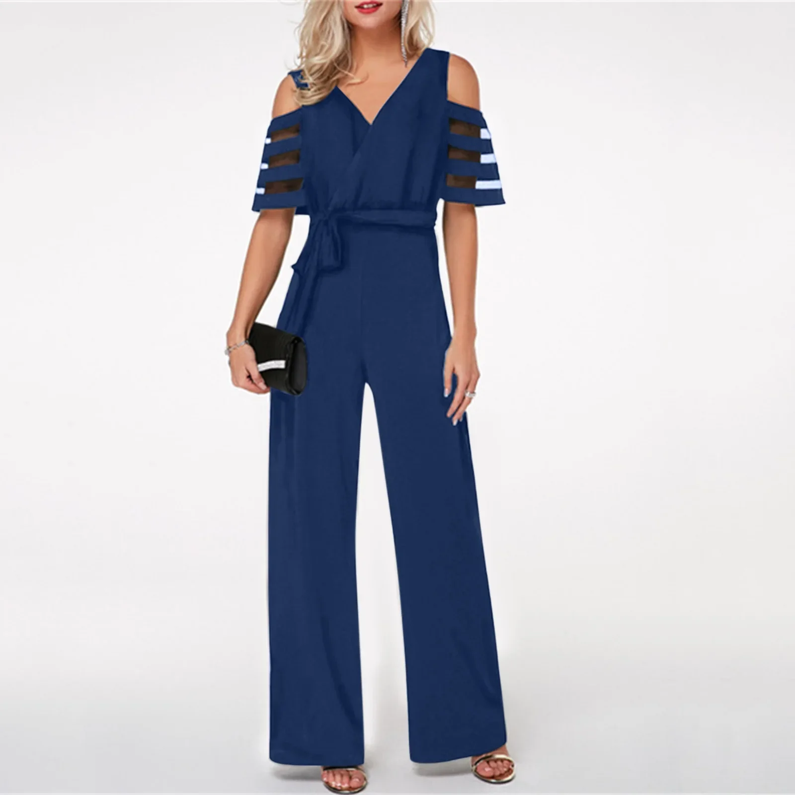 Wholesale women\'s wide leg pants loose design comfortable and casual available in 4 colors including belt