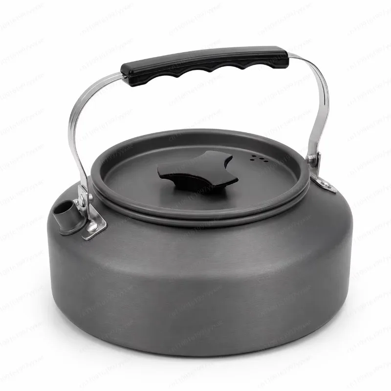 Hard Anodized Aluminum Camping Kettle Portable Outdoor Tea Coffee Pot Foldable Heat Resistant Silicone Handle Quick Heating