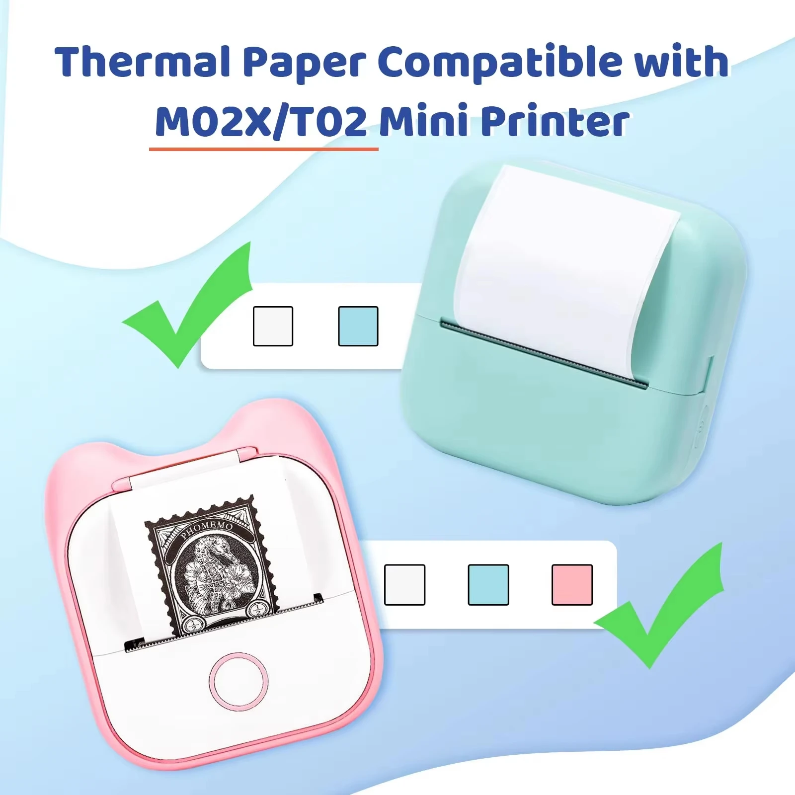 T02 Transparent Paper Clear Sticker Paper- for Study Notes, Photos, List, Stickers, Black on White, 3-Rolls 53mm Thermal paper