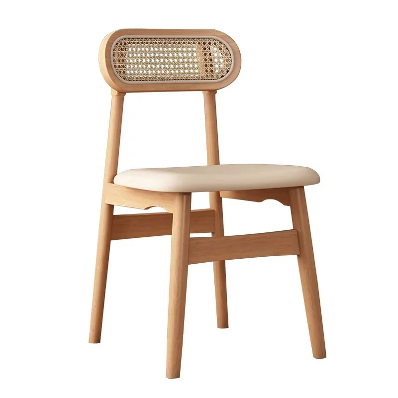 Solid wood dining chair home leisure rattan chair hotel light luxury restaurant dining table
