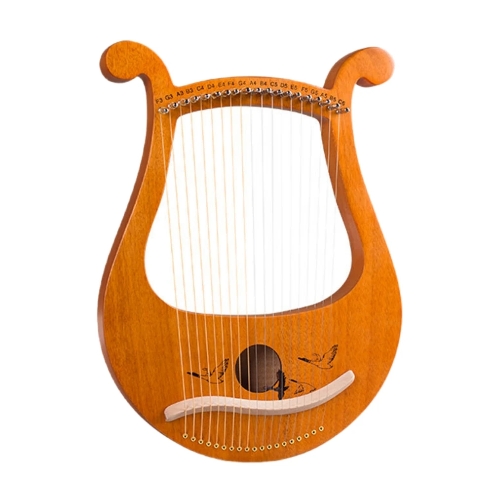 Compact Size The 19 Metal Strings Lyre Harp Lyre Harps Wooden Lyre Mahogany String Instrument  With Tuning Wrench Spare String