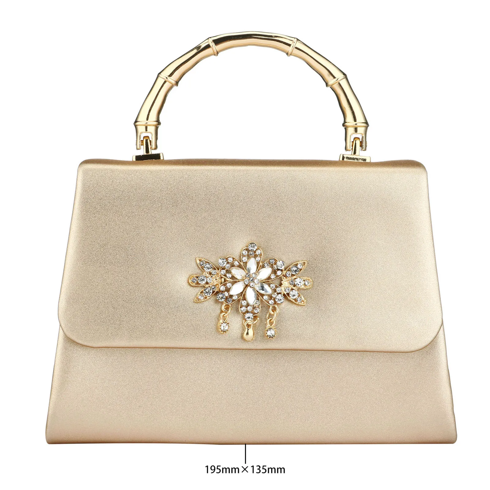Luxurious Gold Evening Handbag For Women Leather Hobos Rhinestone Floral Crossbody Bag Design Small Clutch  Bag Female Boch Bag