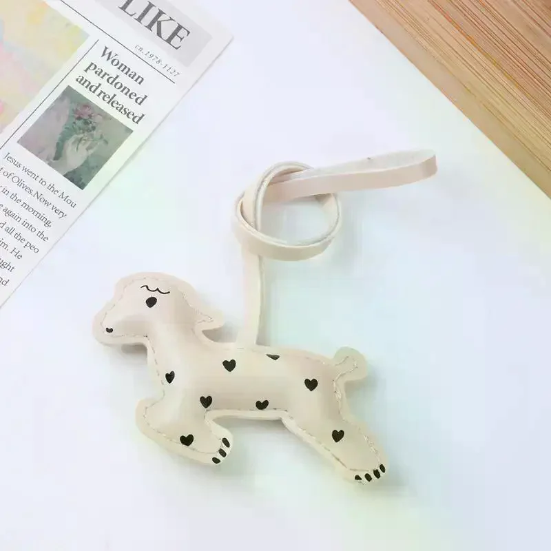 /HTF/PU Leather Sheep Bag Charms Adorable Heart Print Soft Stuffed Purse Keychain Accessory For Women Girls