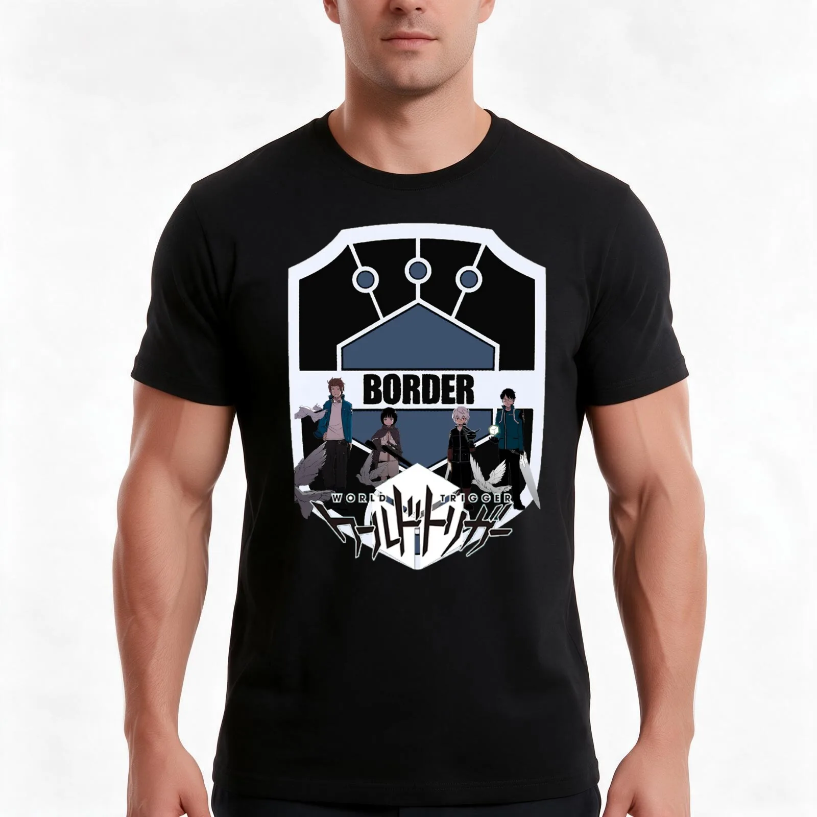 World Trigger Unit T-Shirt, Summer Casual Cotton Tee, Oversized Streetwear Tops, Vintage Graphic Print, Loose Fit Short Sleeve