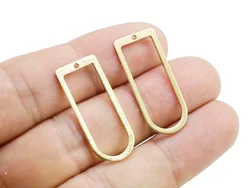 20pcs D Shaped Earring Charms, Arched Brass Connector, Textured Geometric Findings, 30x12.8mm, Jewelry Making R2399