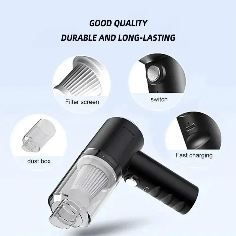 Wireless Car Vacuum Cleaner USB Charging 1200mAh Portable Cleaning Appliance Mini Wet And Dry Blow Car Vacuum Cleaner Household