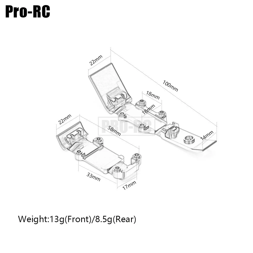 1Set Aluminum Alloy #7037 Front & Rear Skidplate Set for RC Car 1/16 Traxxas E-Revo 71054 VXL Slash 4WD 70054 Summit 72054