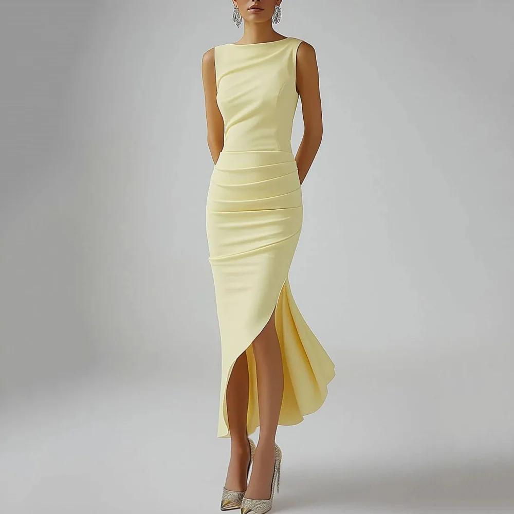 

Customized Prom Dresses Simple Tank Mermaid Party Gowns Ankle Length Evening Dress New Vestido De Novia