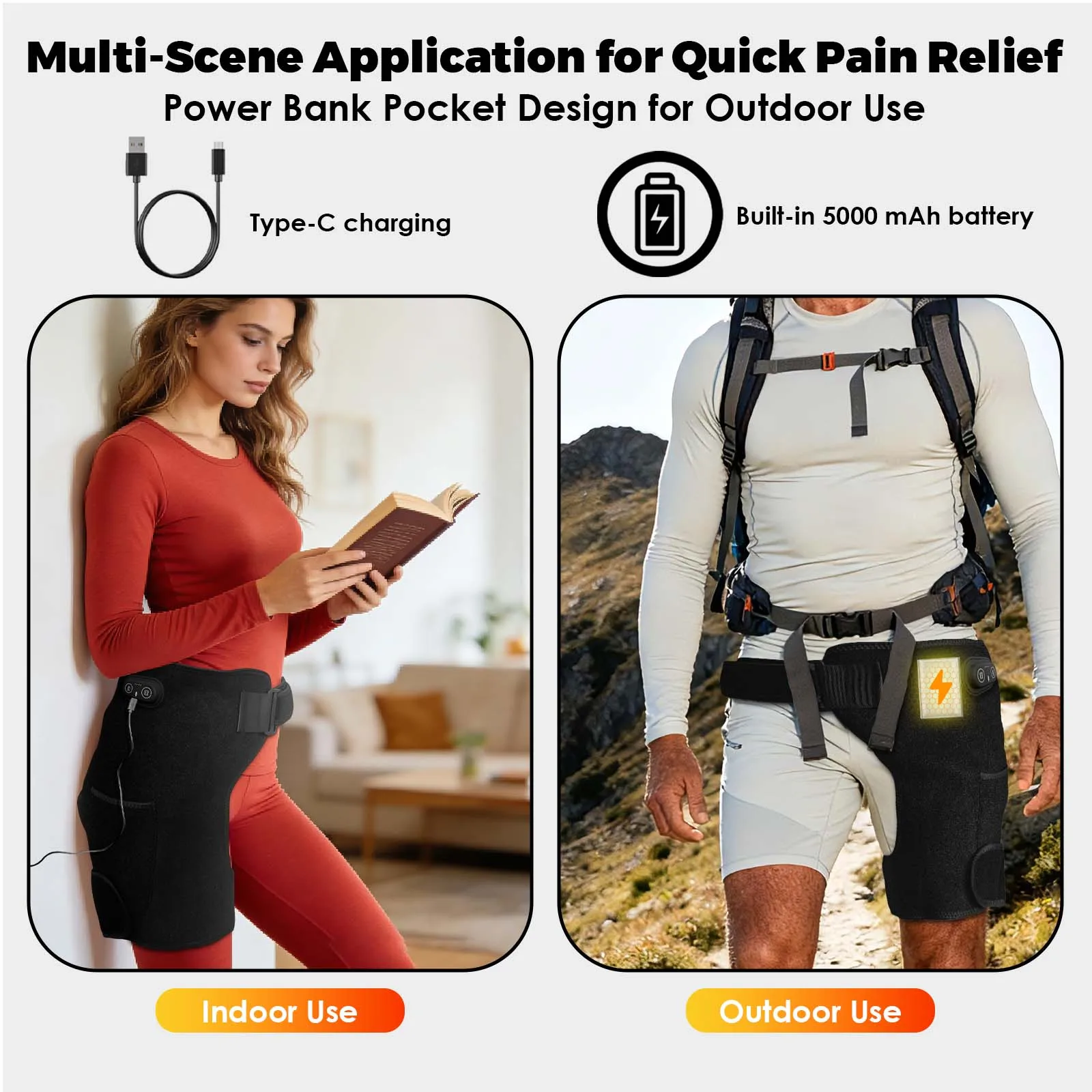 Cordless Heated Hip Support Wrap with Vibration