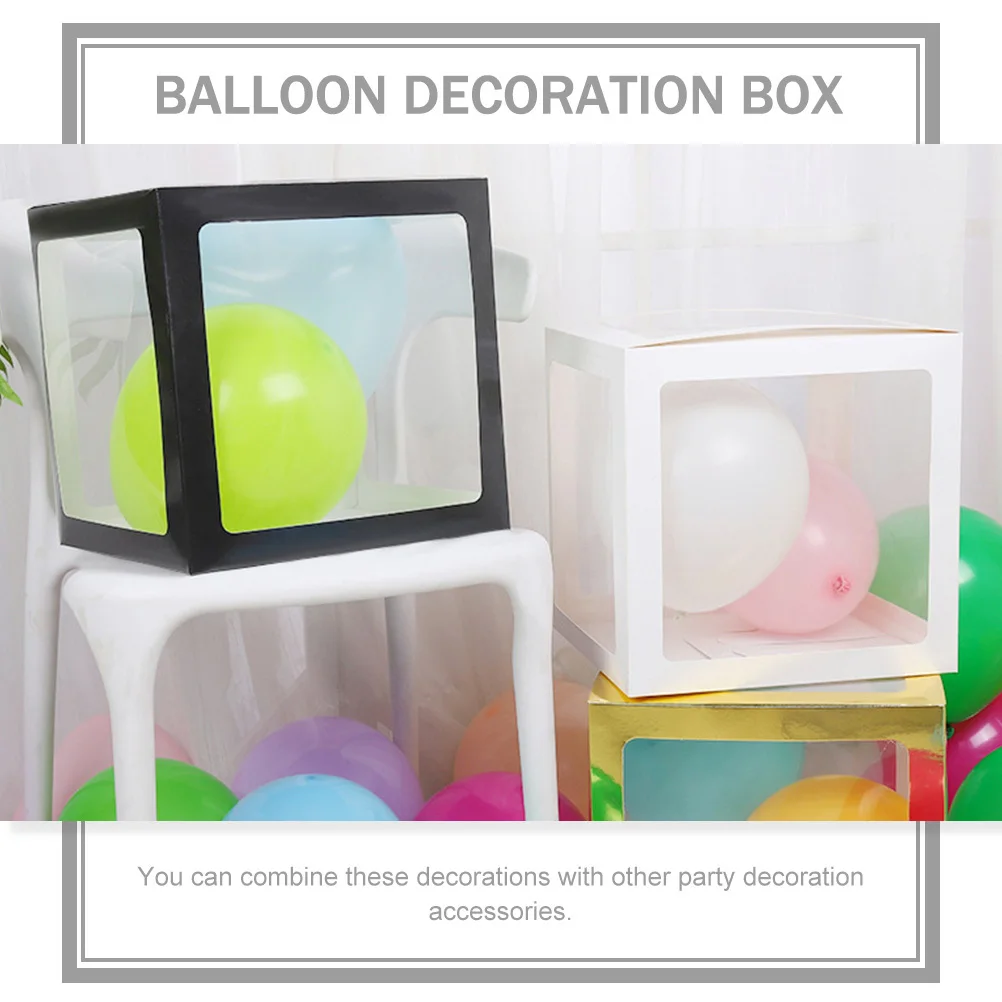 

4pcs Box Decorations Transparent Square Party Balloon Boxes For Birthday Wedding Party Favors Decoration Paper Balloon Display