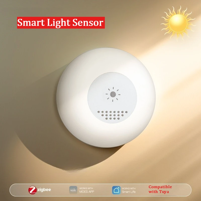 ZigBee Smart Home Light Sensor Compatible with Tuya Low Battery Alert APP Control Brightness Detector
