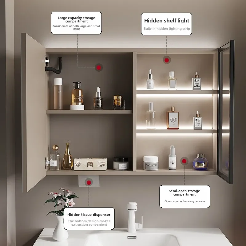 CX cream wind bathroom cabinet integrated basin bathroom cabinet combination human body induction face wash