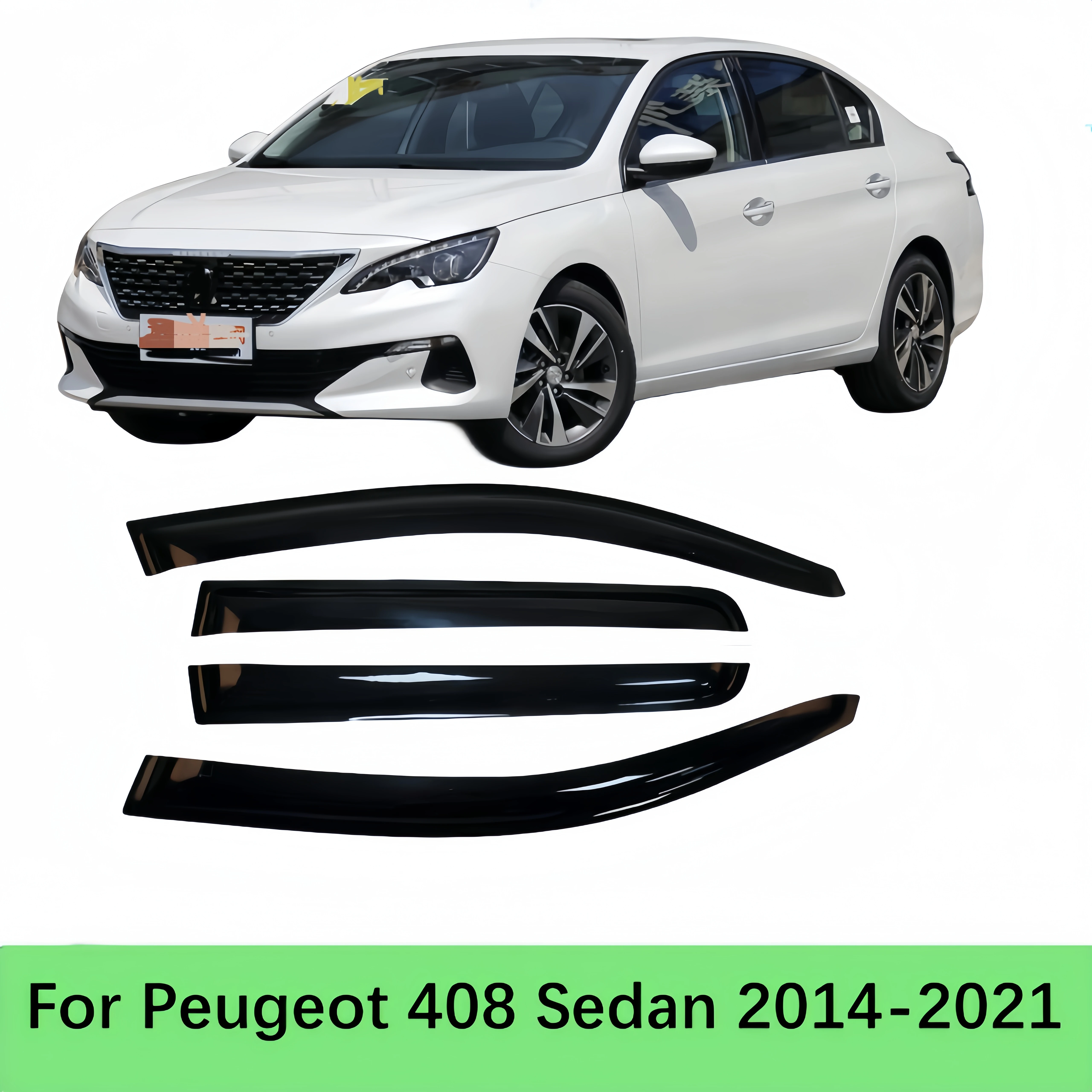 

For Peugeot 408 Sedan 2014-2021 Side Window Visor Sun Rain Deflector Guard Awning Shelters Adhesive Trim Car Styling Accessories