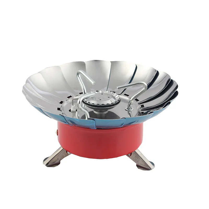 Outdoor Mini Portable Folding Heater Camping Lotus Burner Kitchen Cooker Heating Foldable Furance Head Card Gas Stove Wind Proof