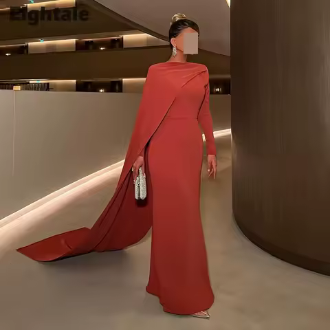 Eightale Arabic Evening Dress Prom Gown Customized One Shoulder Long Sleeves Wedding Party Dress Mermaid Robes De Soir&eacute;e