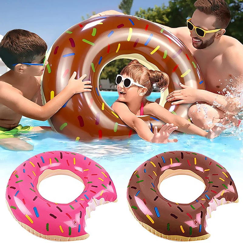 1pcs New Arrival PVC Inflatable Adult Kids Donut Swimming Ring Water Sports Beach Inflatable Floating Swimming Ring