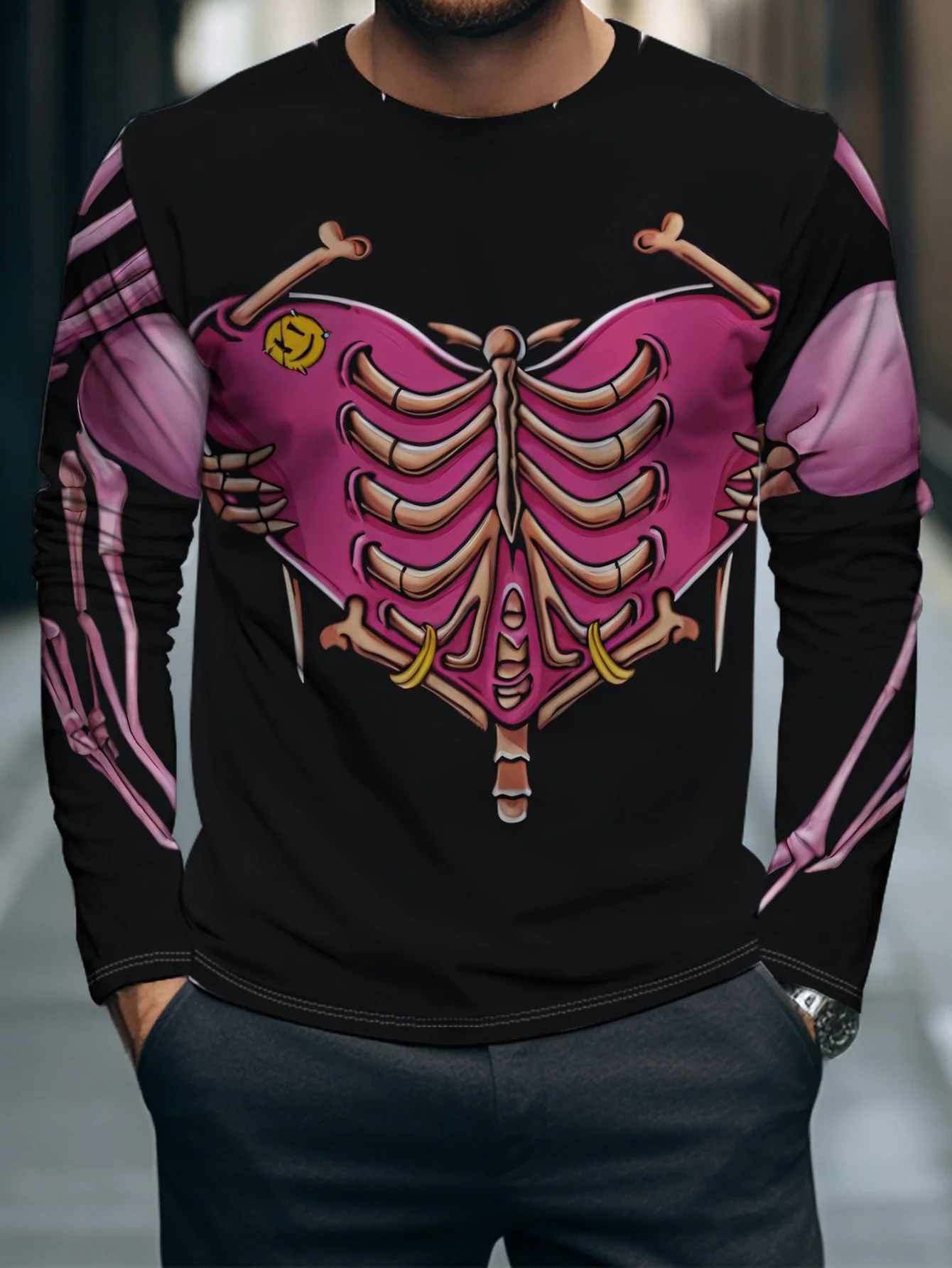 Men Long Sleeve T‑Shirt Pink H - đánh giá và giá Men'S Tops Fashion