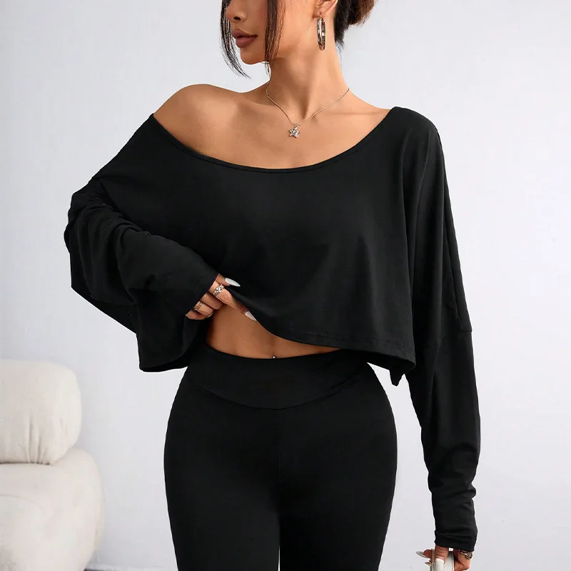 

XED-2025Autumn New Style Asymmetrical Long SleeveTShort Off-Shoulder Loose Top for Women