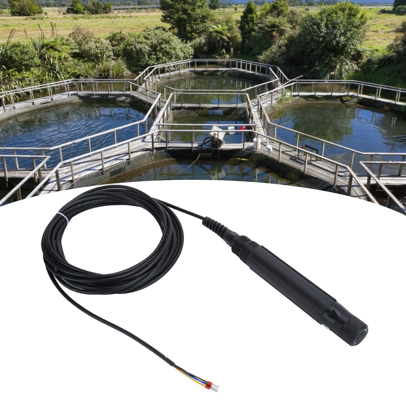 Meteran Oksigen Terlarut Sensor Detektor Meteran Oksigen Terlarut Fluoresensi Perangkat Akuakultur Tahan Air 12 ‑ 24V