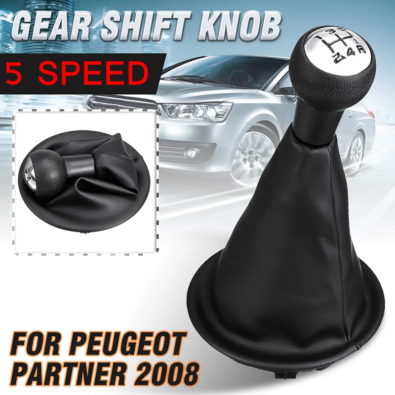 5 Speed Gear Shift Knob+Gaiter For Citroen Berlingo III For Peugeot Partner 2008-2021 PU Leather Car Interior Accessories