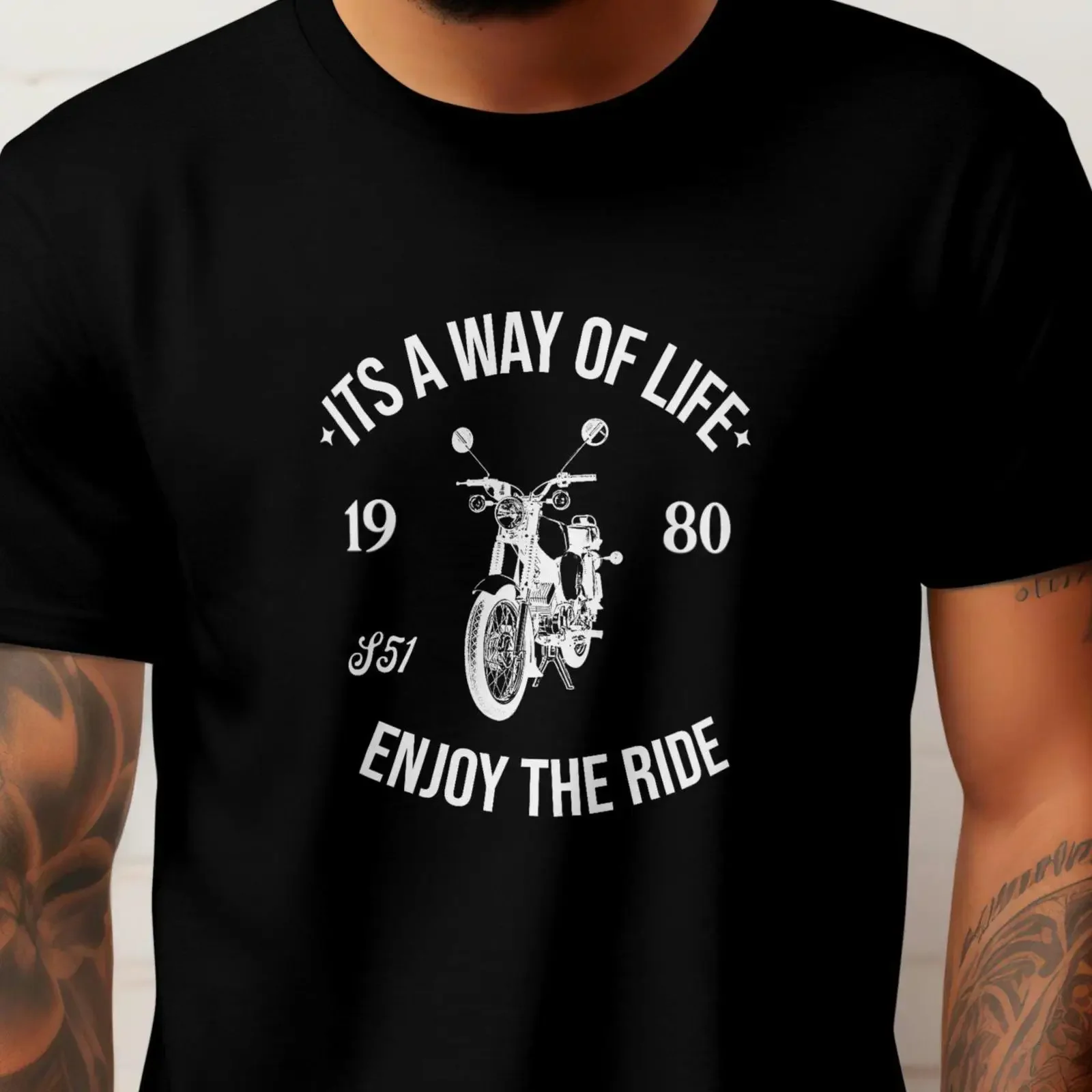 Vintage S51 Moped It's A Way Of Life T Shirt Heavy Cotton for Simson Motorcycle Biker Lovers vintage Washed Soft