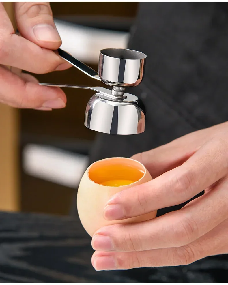 304 tesoura de ovo de aço inoxidável abridor de casca de ovo cabeça dupla metal ovo cozido gadgets criativos cozinha acessórios ferramentas