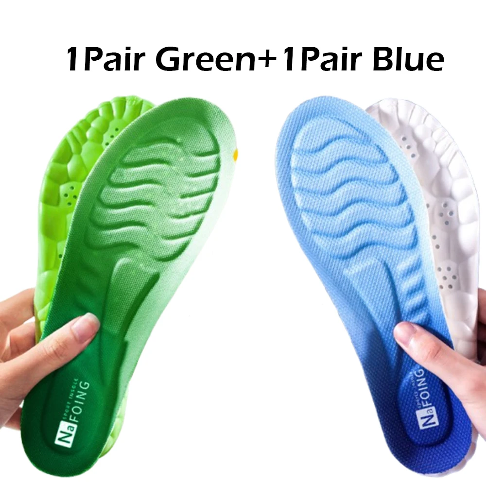 2pairs 4D Cloud Technology Sports Insoles for Shoes PU Sole Soft Breathable Shock Absorption Cushion Running Orthopedic Insoles