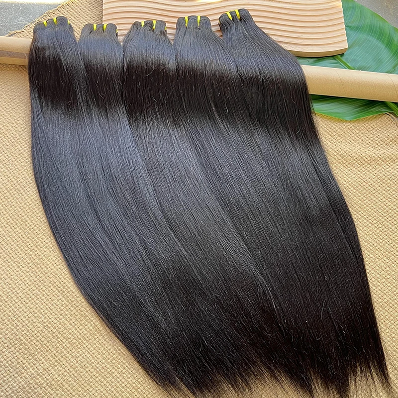 라이트 야키 스트레이트 헤어 번들 미가공 천연 100% 인모 붙임머리 킨키 스트레이트 헤어 내추럴 블랙 # 1B