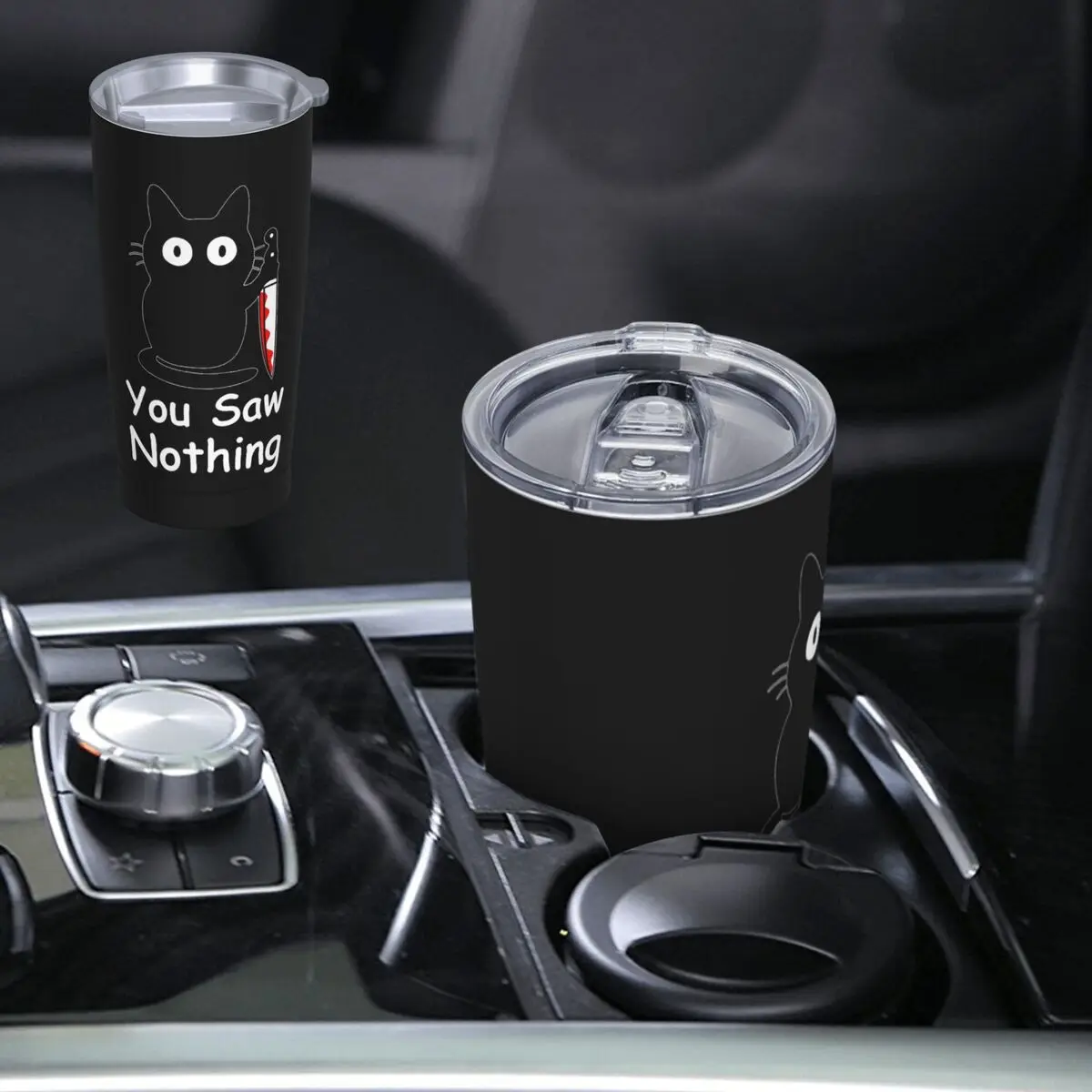 Black Cat Murder Cat You Saw Nothing Stainless Steel Tumbler Vacuum Insulated Mugs Thermal Cold Cup Straw With Lid 20oz