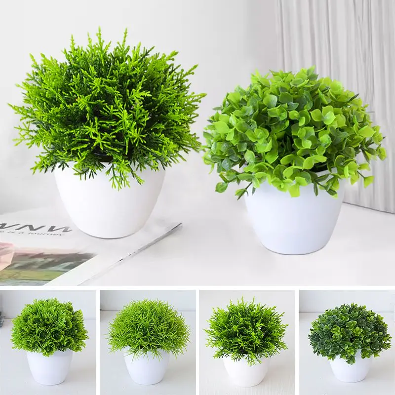 Planta Artificial con Maceta de Plástico, Bonsái, Planta en Maceta, Simulación de Plantas para el Hogar, Decoraciones para Bodas y Fiestas, Adorno para Escritorio de Oficina