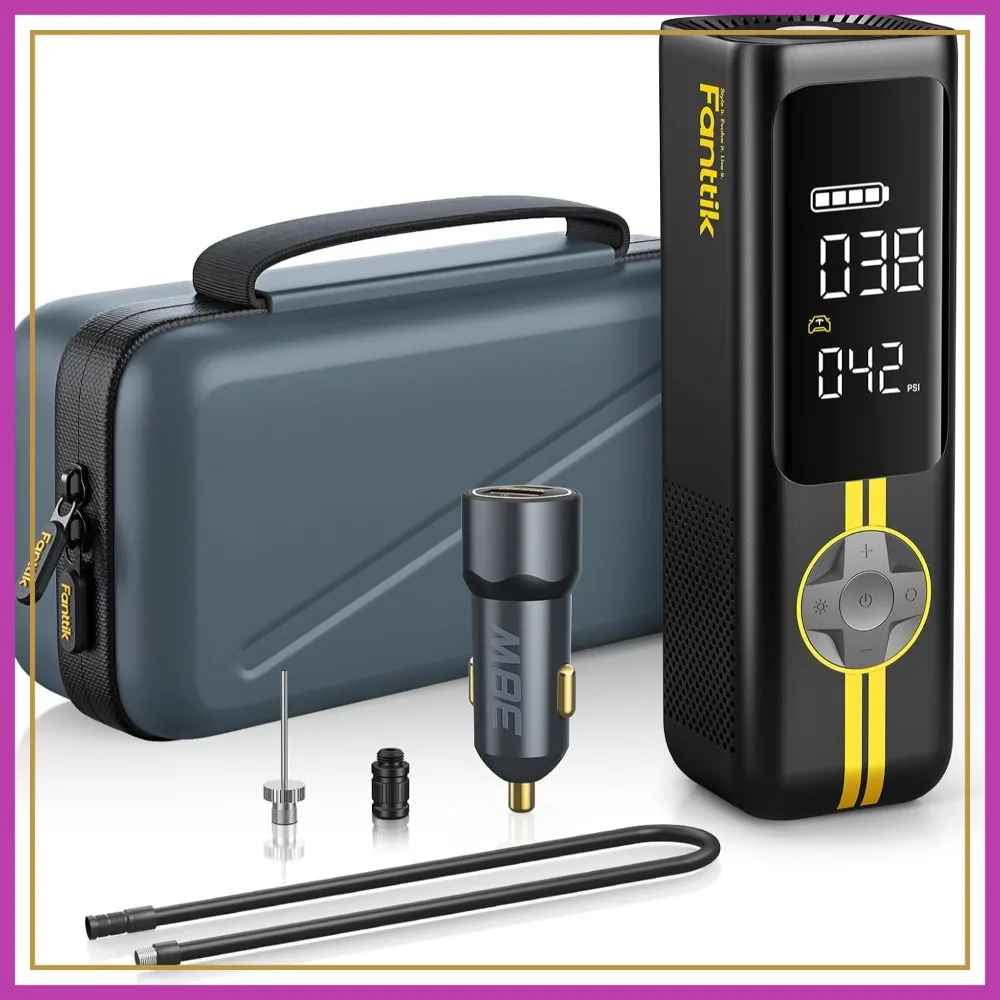 150PSI Cordless Tire Inflator, 2X Faster, 74s to 36-42 PSI, Portable Air Compressor for Cars, Bikes, Motorcycles, Balls