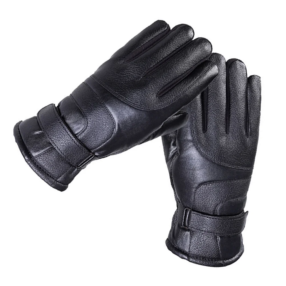 

1 Pair Windproof Motorcycle Gloves Thickened Pu For Outdoor Sports Winter Cycling Climbing Riding Hiking Camping Driving
