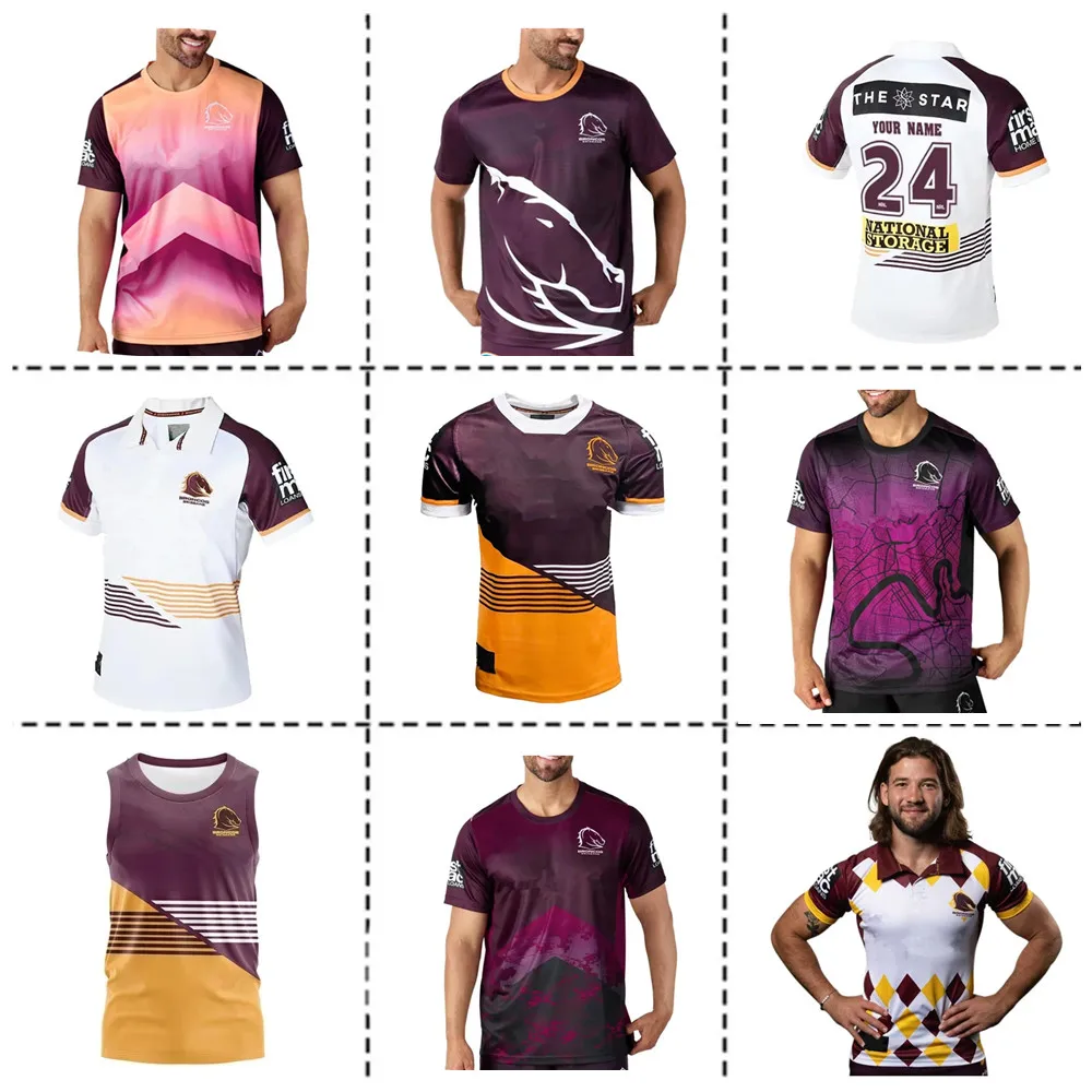 

2024 Brisbane Broncos Home/ Away / Training Tee / Heritage / Singlet Rugby Jersey - Mens Size: S-5XL （Print Custom Name Number）