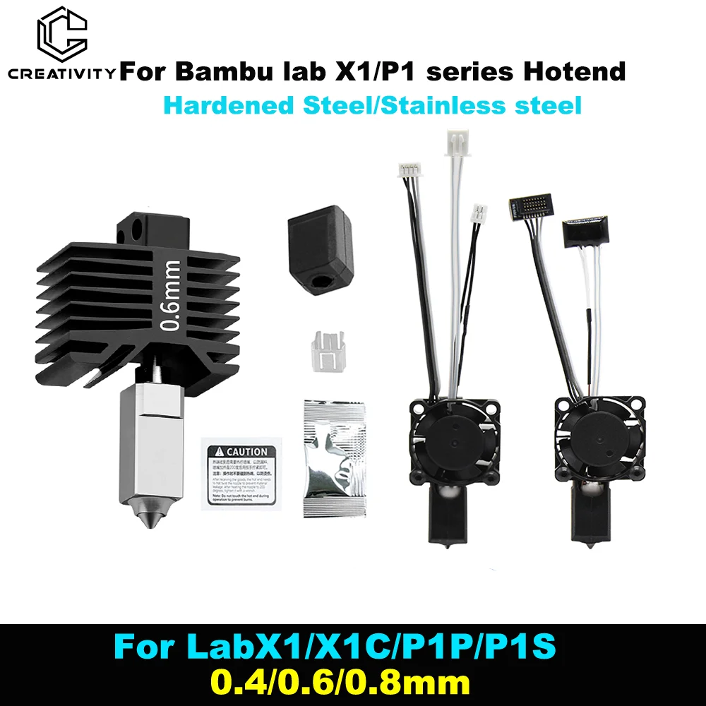 

Original Bambulab Series Upgraded Hotend Kit 2510 Fan Thermistor Heating Rod Fit Bamboo X1X1-Carbon X1C Combo P1P P1S 3D Printer