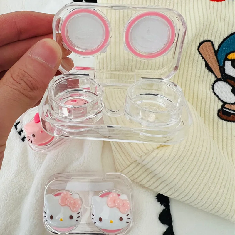 Hello Kitty Sanrio Contact Lens Case Pupil Companion Box Mirror Portable Storage Women Travel Contact Lenses Case Soak Case