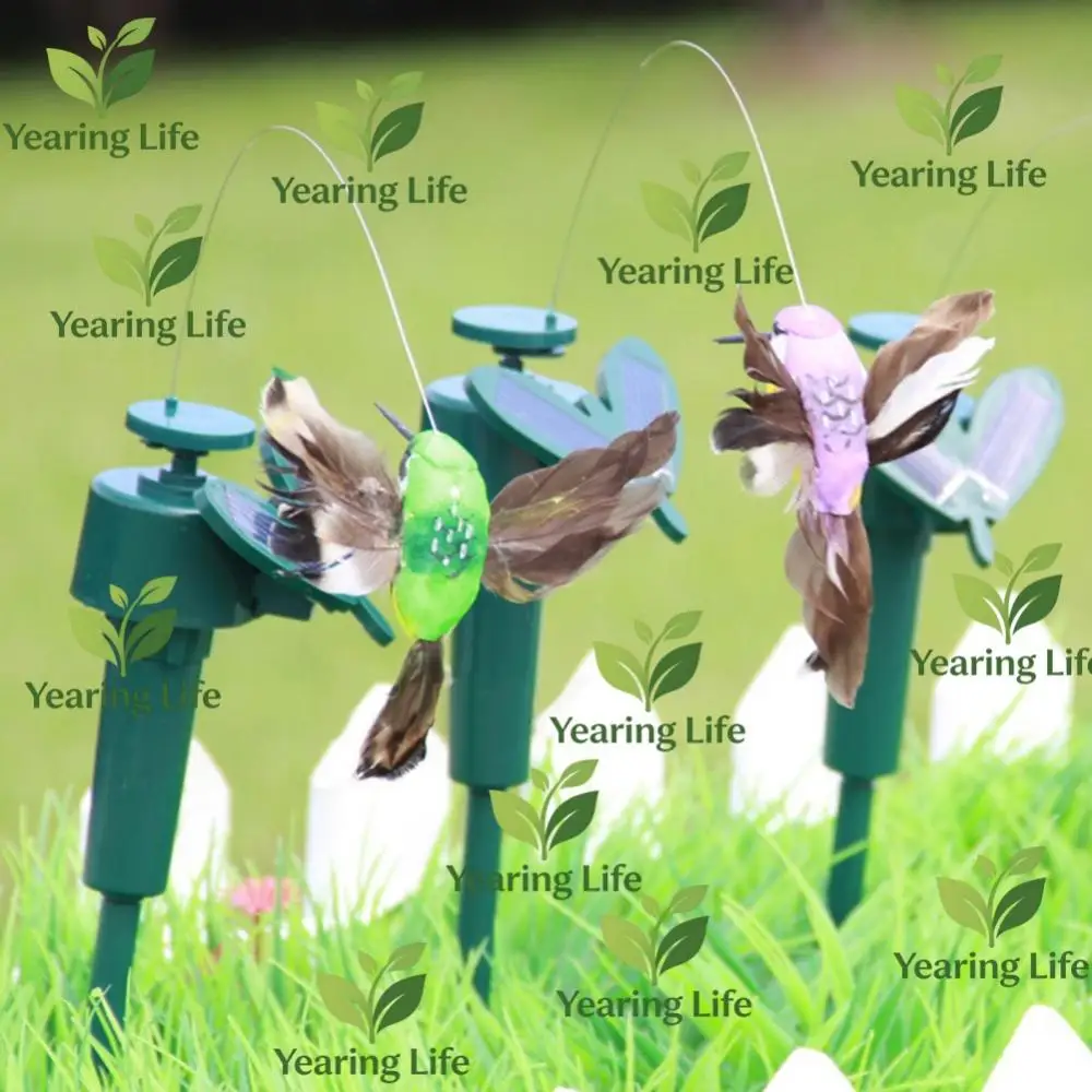 Solar Powered Flying Feather Wing Fake Hummingbird Yard Garden Ornament Decor