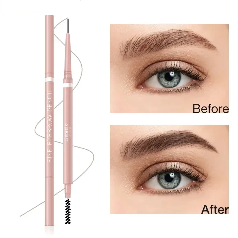 Lápiz de cejas de doble punta ultrafino para mujer, maquillaje de ojos profesional de larga duración, impermeable, a prueba de sudor, 1,5mm, 1 unidad