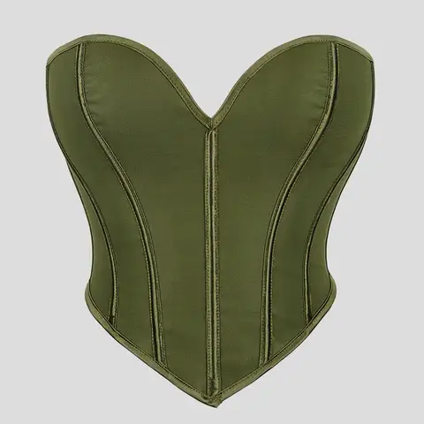 Women'S Strapless Solid Bustier Corset Fishbone Push Up Waist Trainer Crop Tops Sleeveless Backless Padded Bandeau Bikini Top