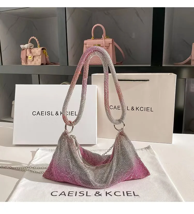 

Glitter Shiny Rhinestones Diamond Evening Bag Luxury Women's Handbag Wedding Party Clutch Purse Shoulder Underarm Bag Armpit