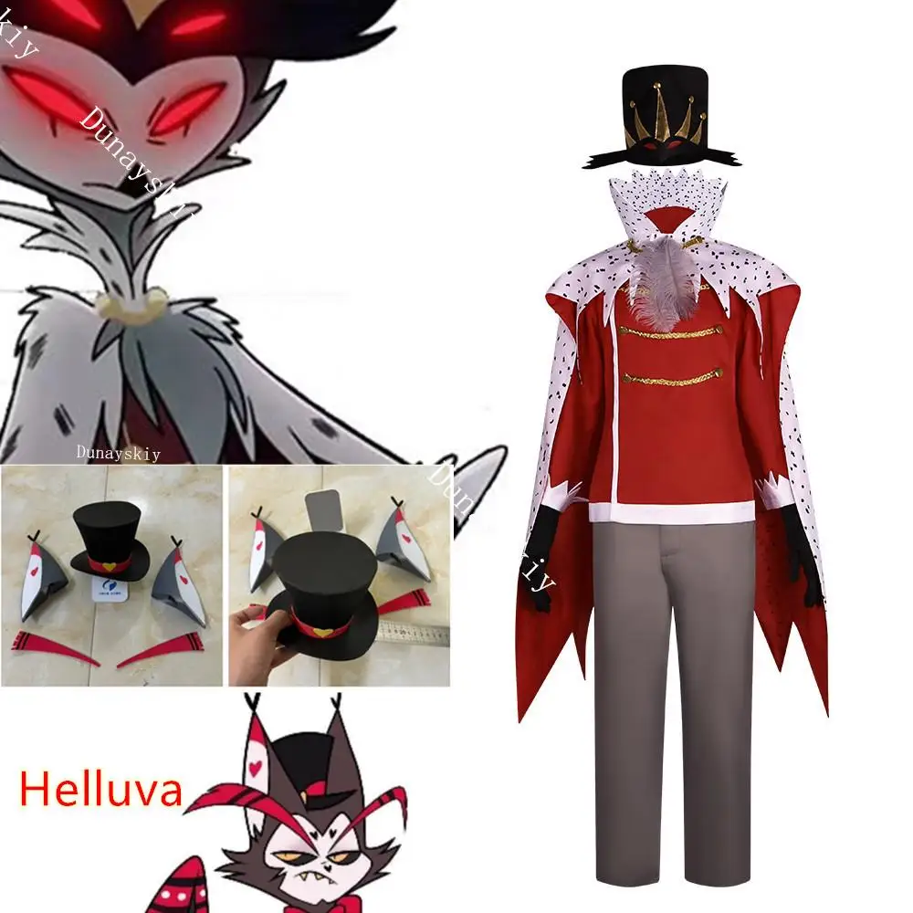 

Helluva Stolas Octavia Goetia Cosplay Boss Costume Uniform Halloween Party Anime Hazbin Cosplay Hat Cloak Suit Clothes Set