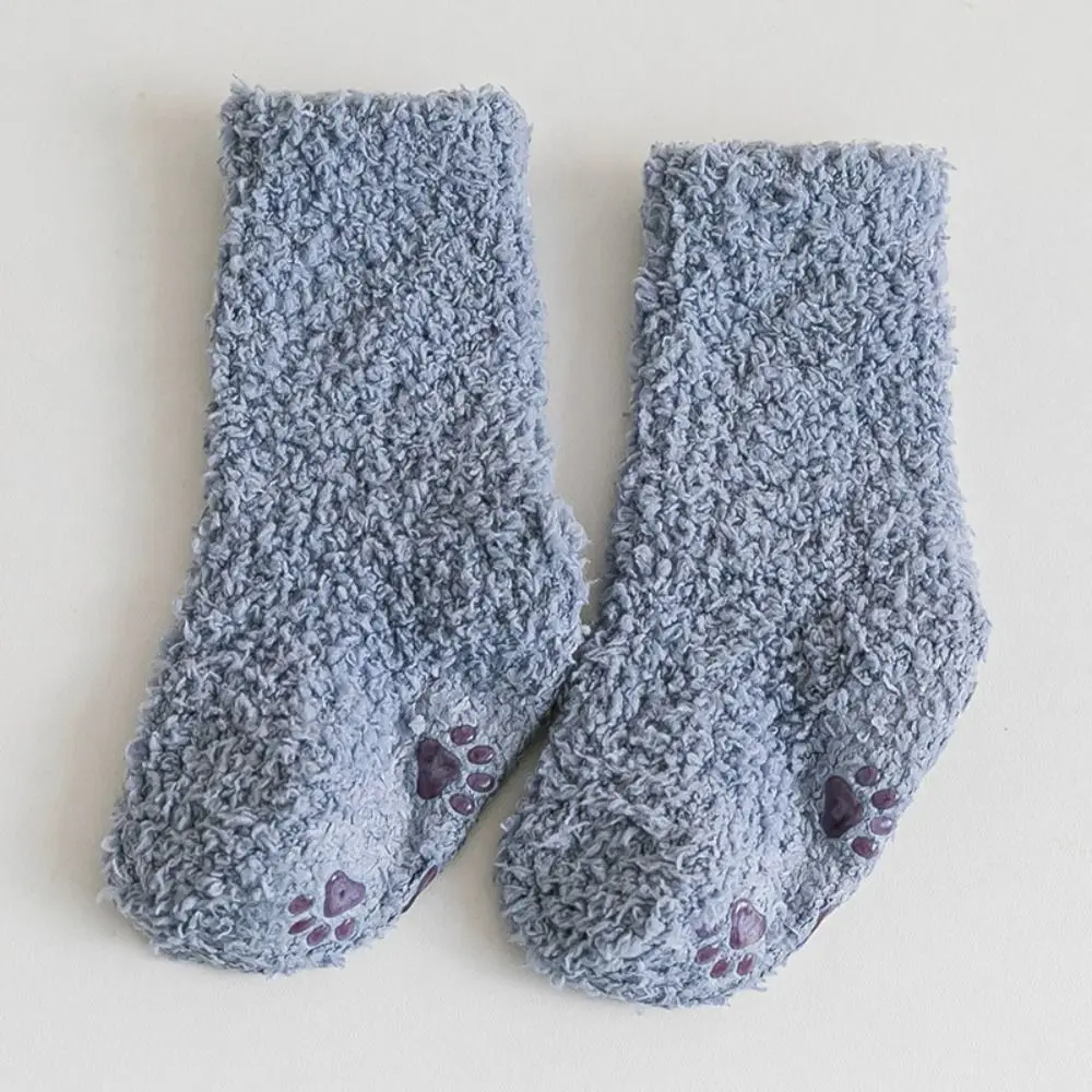 

Solid Color Coral Fleece Baby Socks Thickening Korean Style Infant Learning Walk Socks Autumn&Winter Dispense Home Sleep Socks